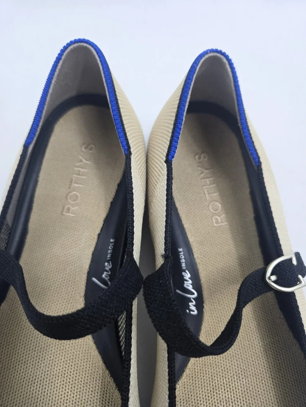 Rothy's‎ Mary Jane II Flats Sandstone Black Trim 10.5